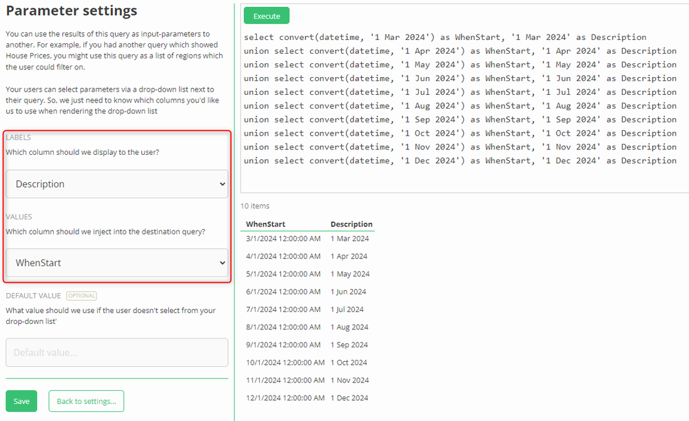Saving your parameter