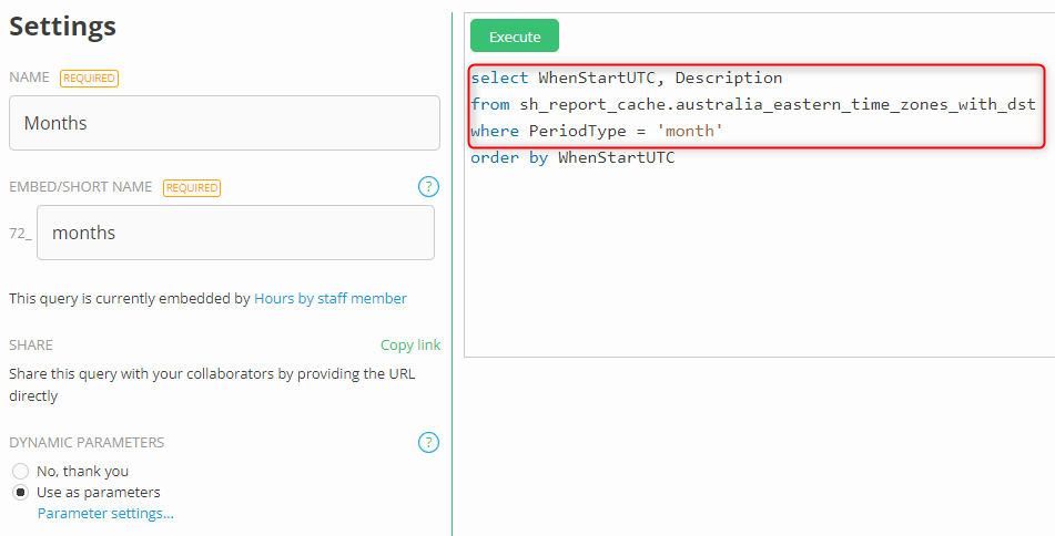 Applying the store parameter