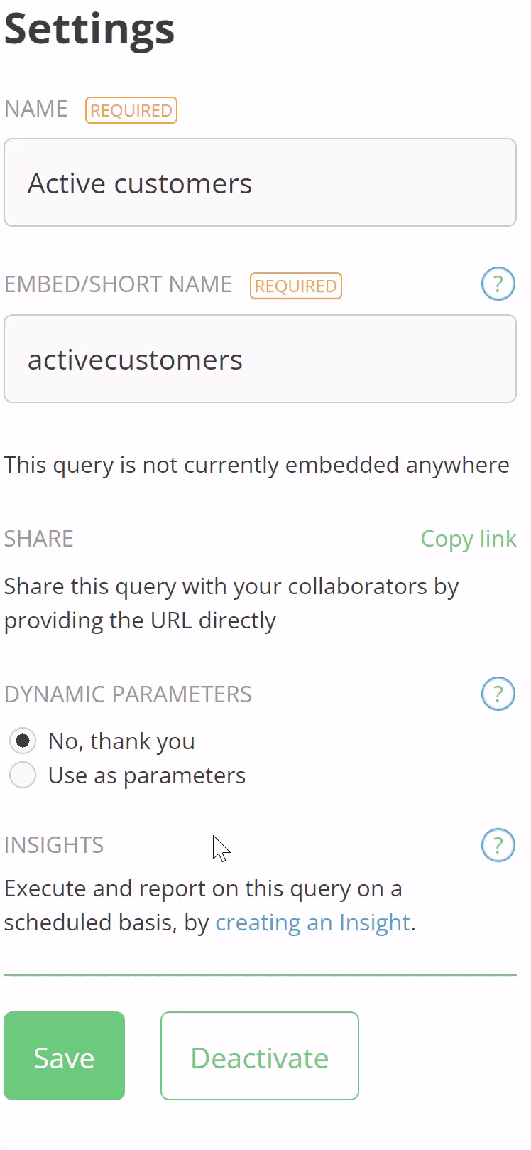 Setting up a dynamic parameter